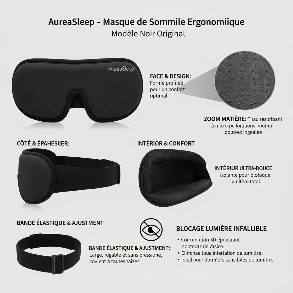 Masque de sommeil 3D AuréaSleep Ultra Confort